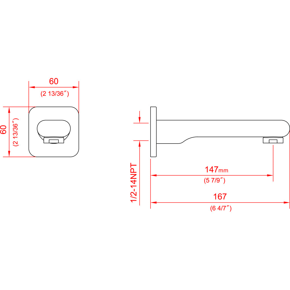 Dawn Wall-Mount Tub Spout D3217501