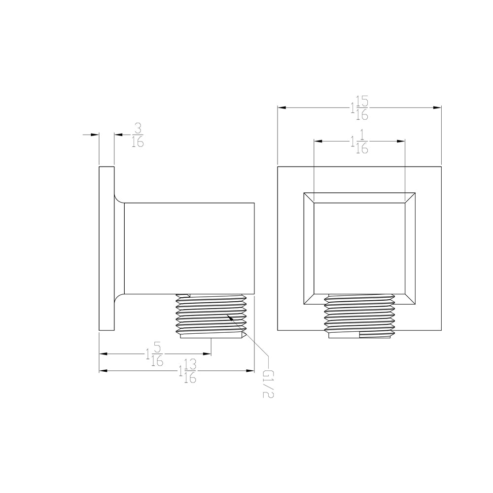 Dawn Shower wall supply elbow (Square) WCA050