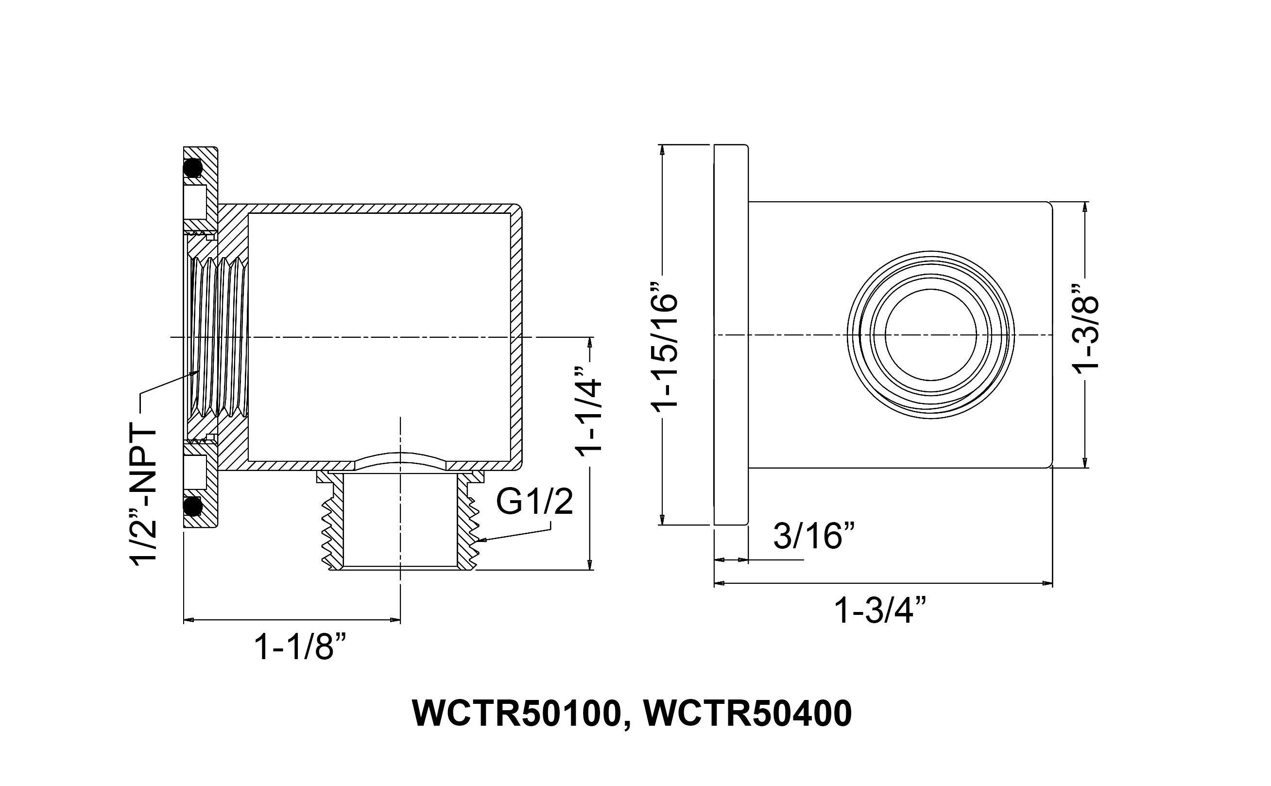 Dawn Shower wall supply elbow (Round) WCTR50