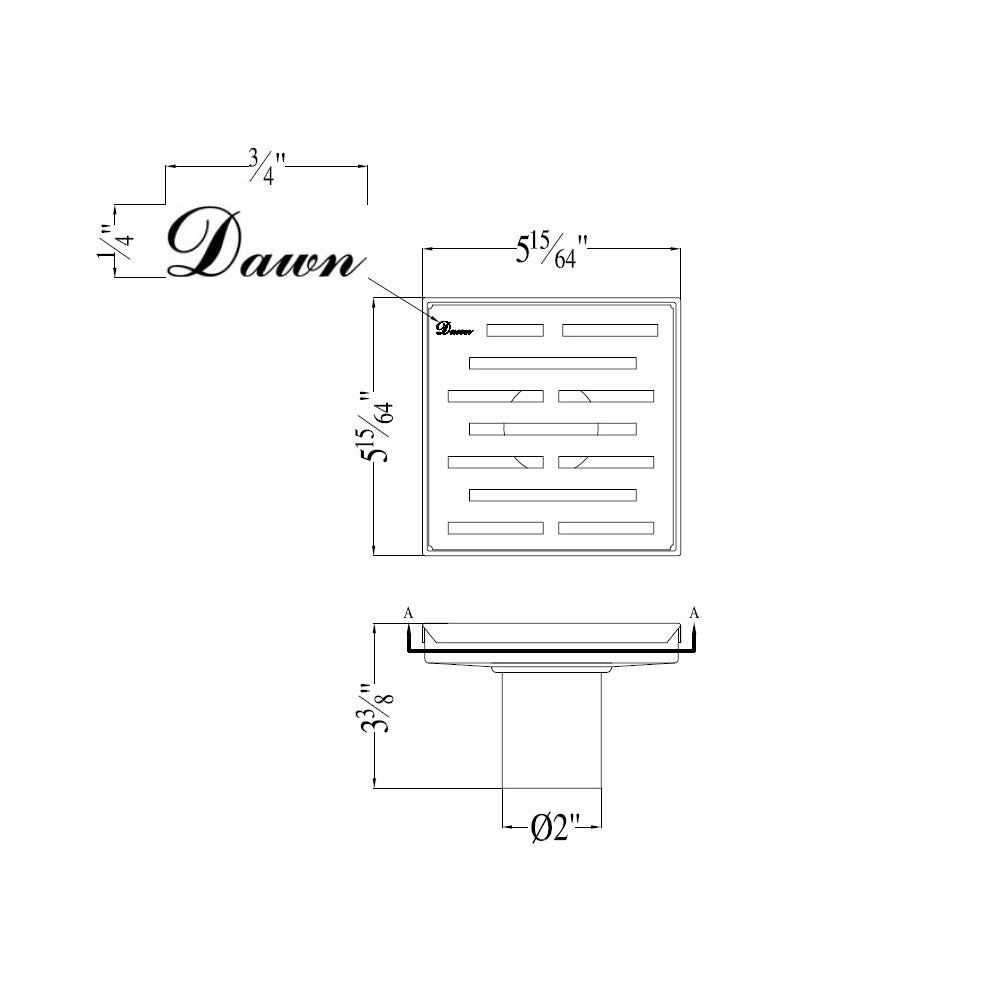 Dawn Shower square drain - 9G, 304 type stainless steel LAN050504