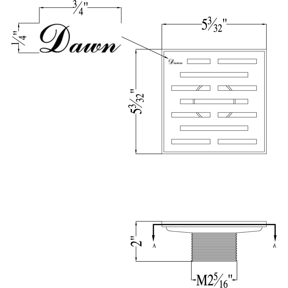 Dawn Shower square drain-9G, 304type stainless steel SAN050504