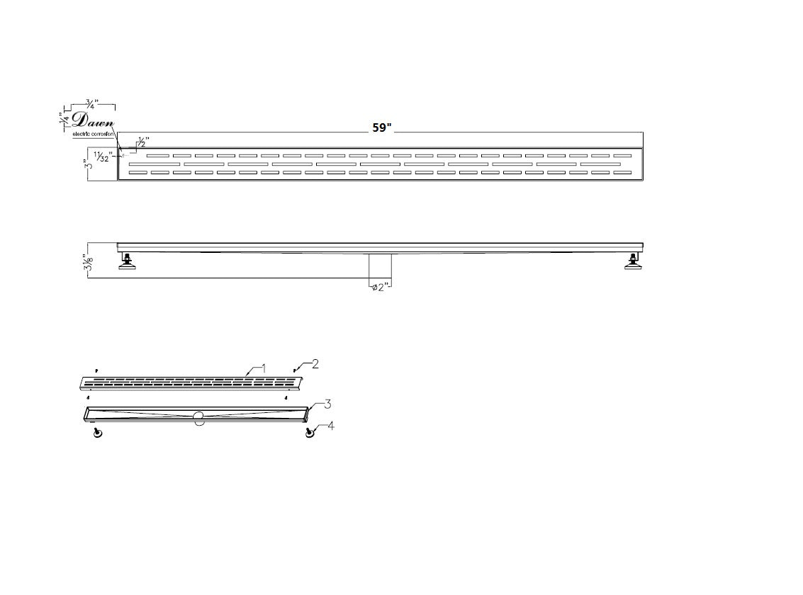 Dawn Amazon River Series 59" Shower Drain LAN590304