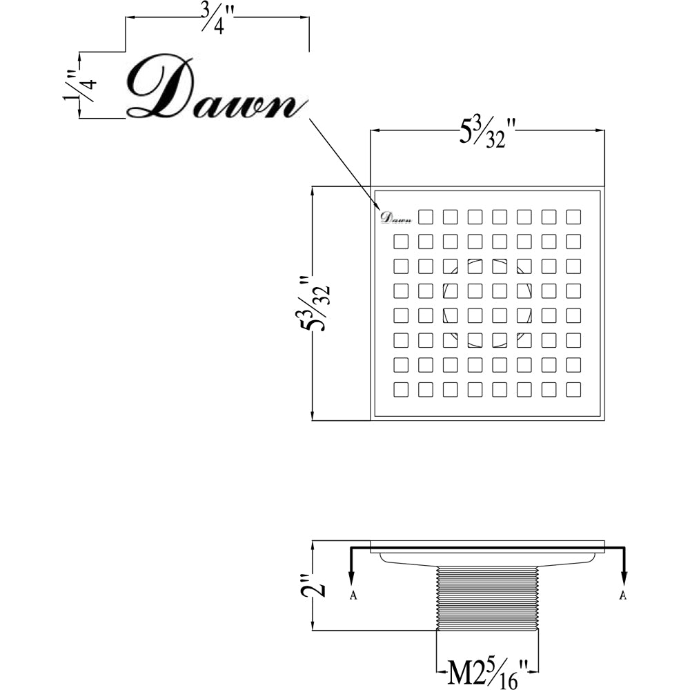 Dawn Shower square drain-9G, 304type stainless steel SBE050504
