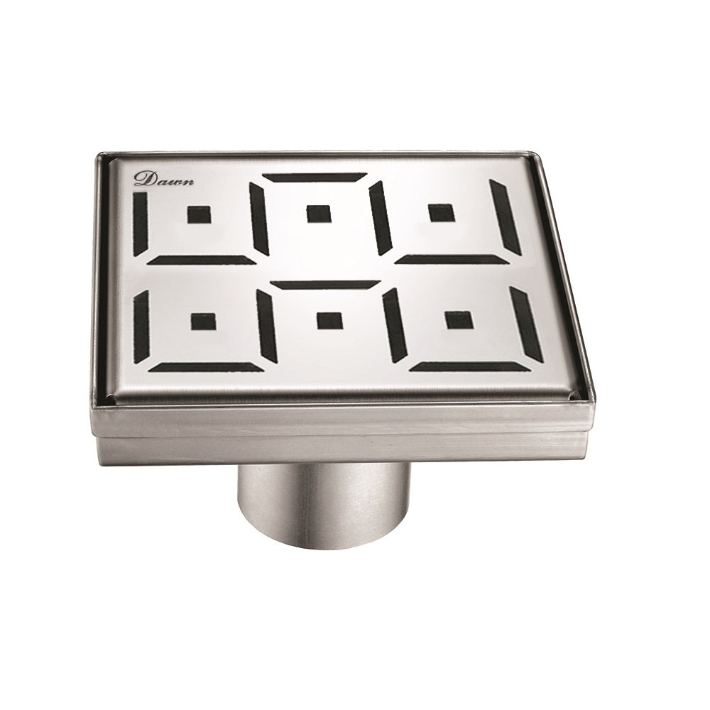 Dawn Shower square drain - 14G, 304 type stainless steel, 5-1/4"L x 5-1/4"W x 3-1/8"D