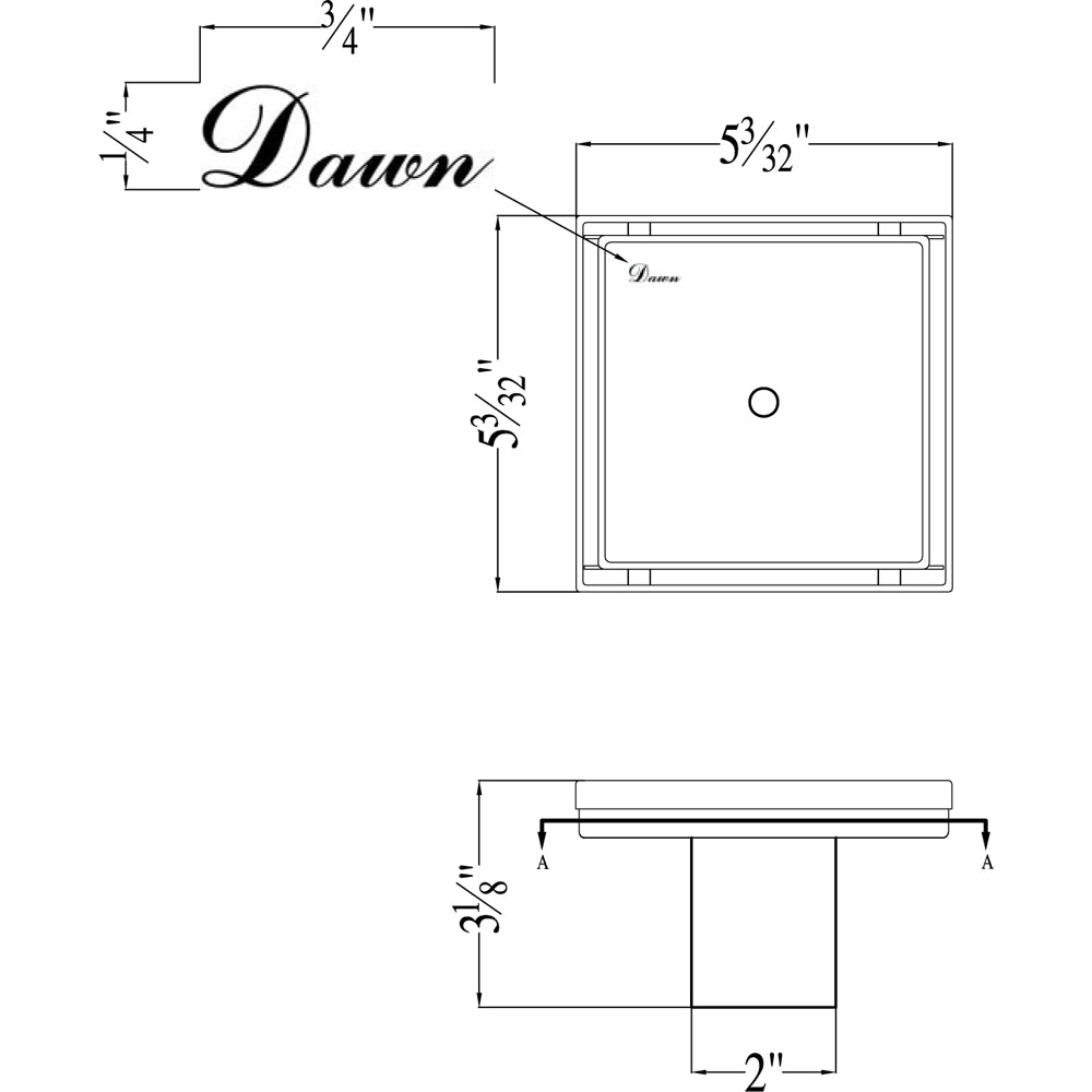 Dawn Colorado River Series Tile Insert Square Drain 5" SCO050504