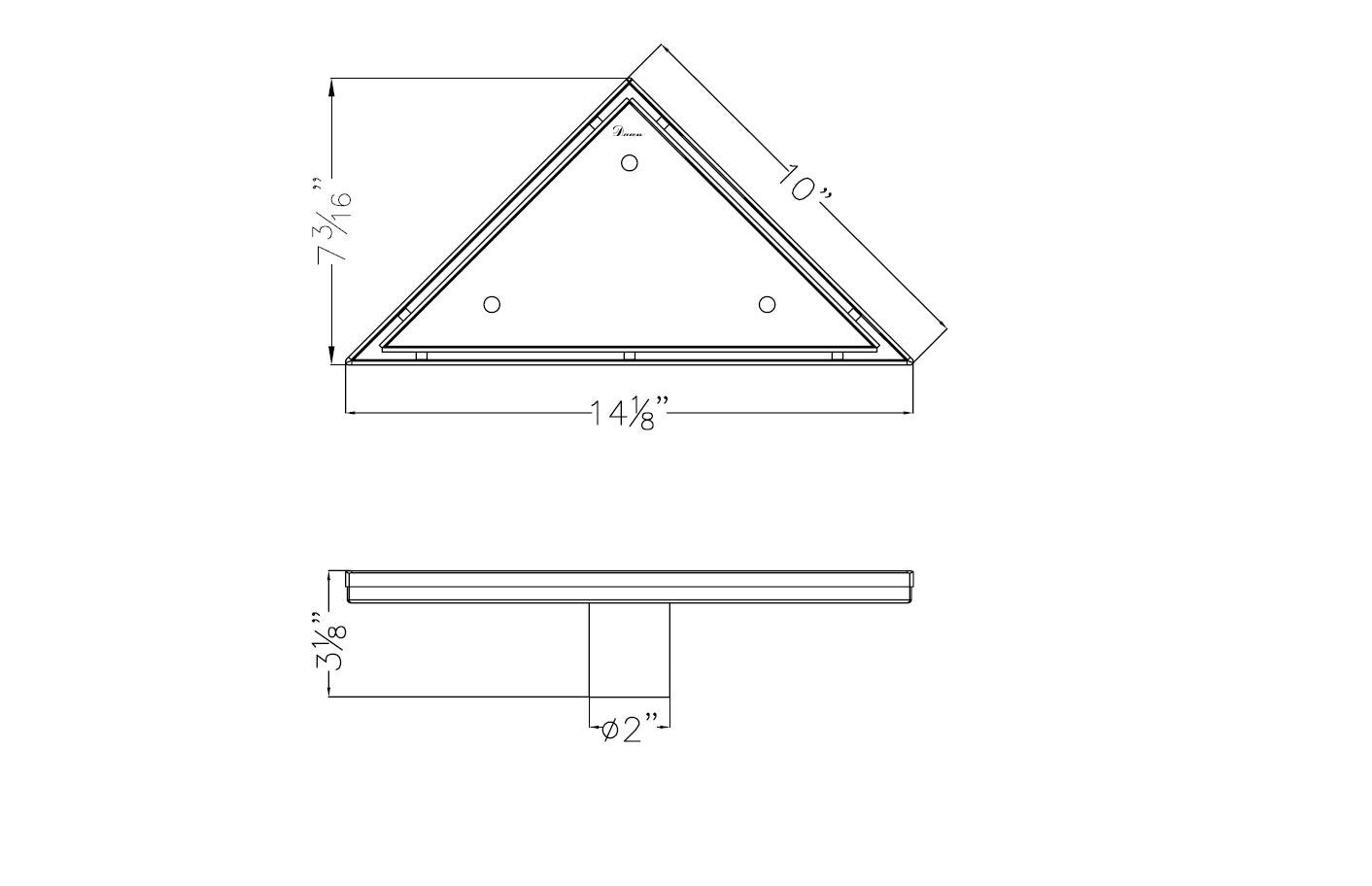 Dawn Shower triangle drain-18G, 304type stainless steel TCO131004