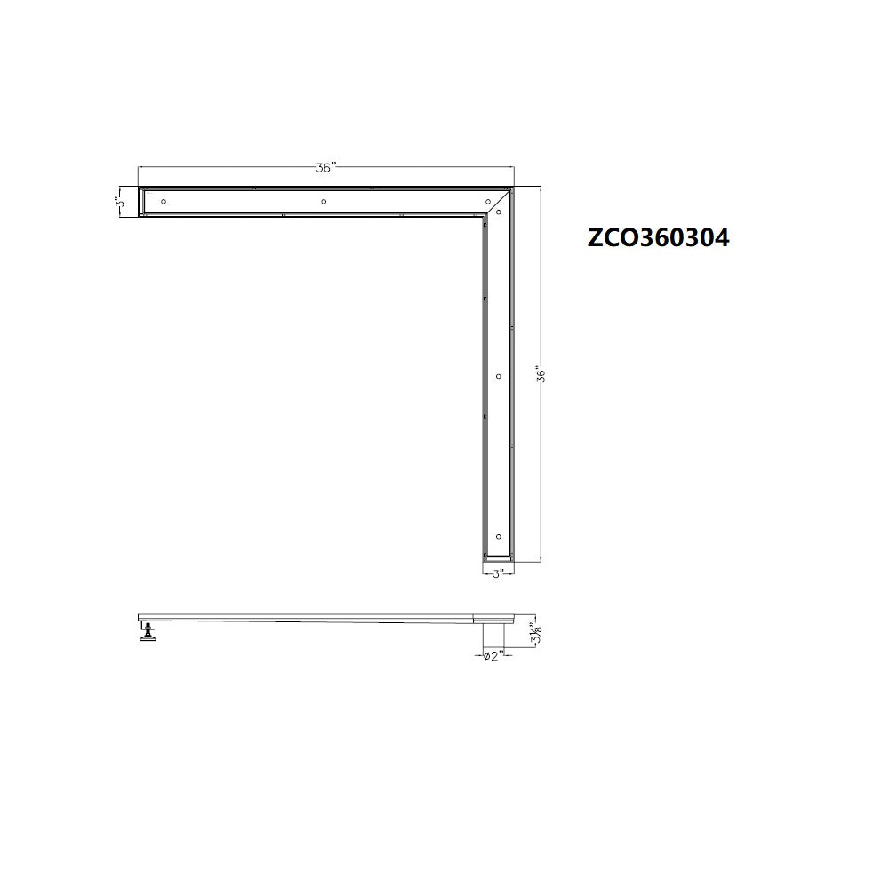 Dawn Colorado River Series Tile Insert Corner Drain ZCO360304