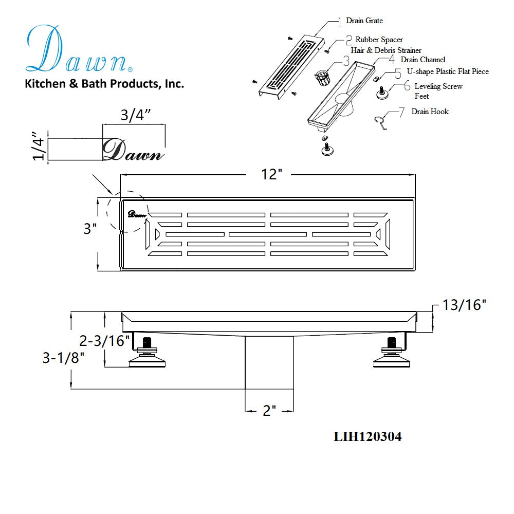 Dawn Irtysh River Series 12" Shower Drain LIH120304