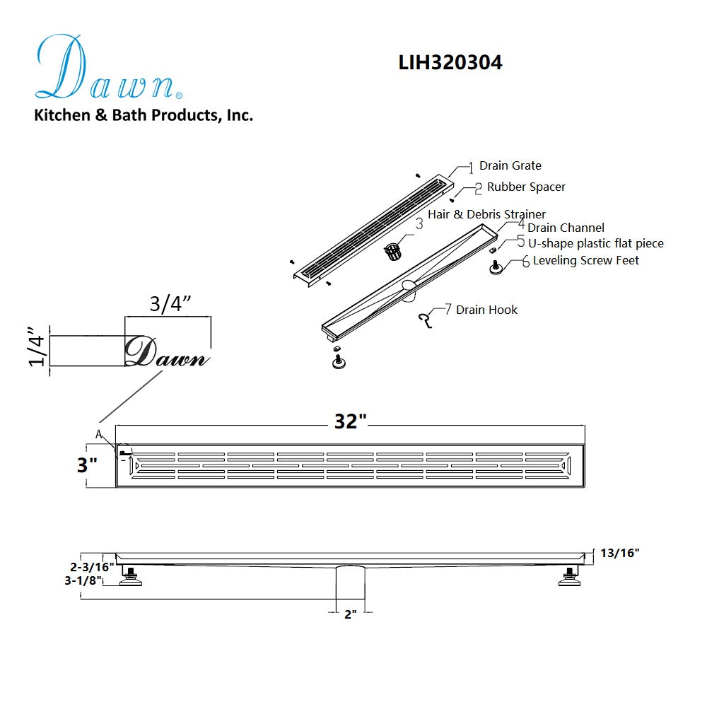 Dawn Irtysh River Series 32" Shower Drain LIH320304
