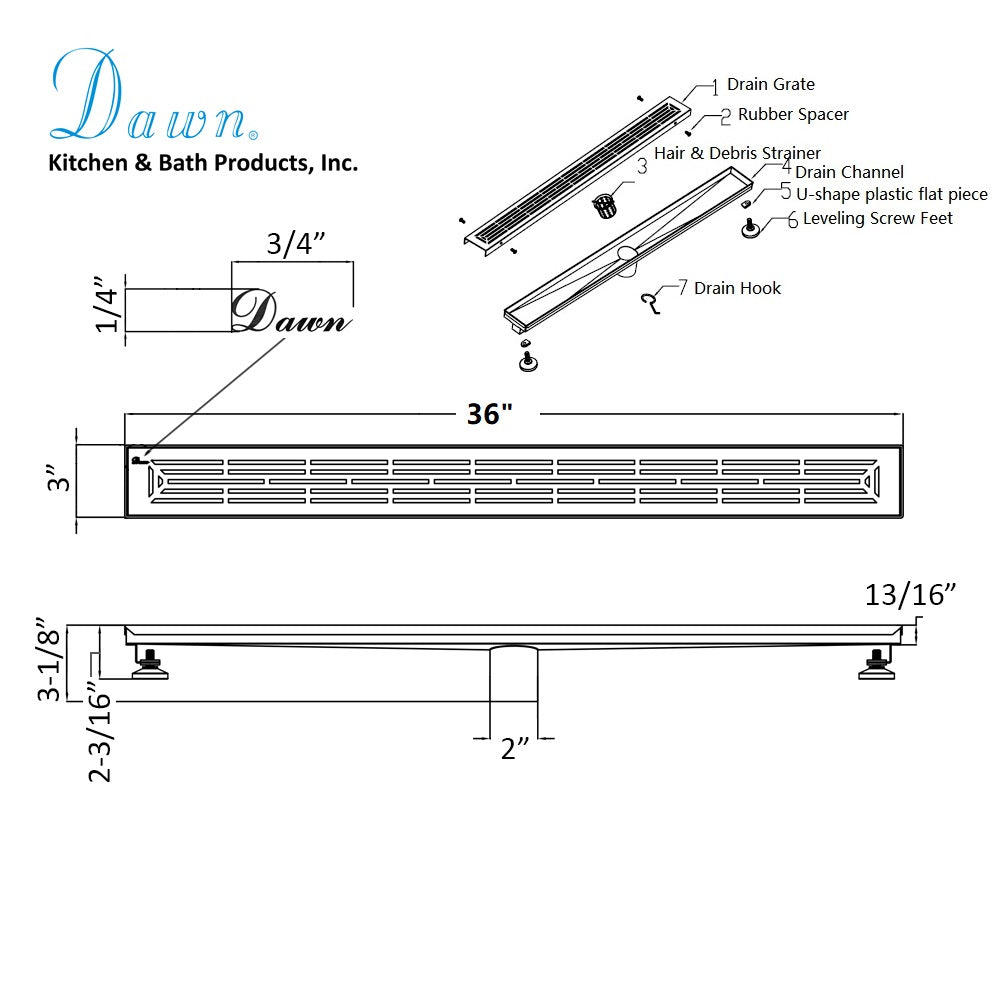 Dawn Irtysh River Series 36“ Shower Drain LIH360304