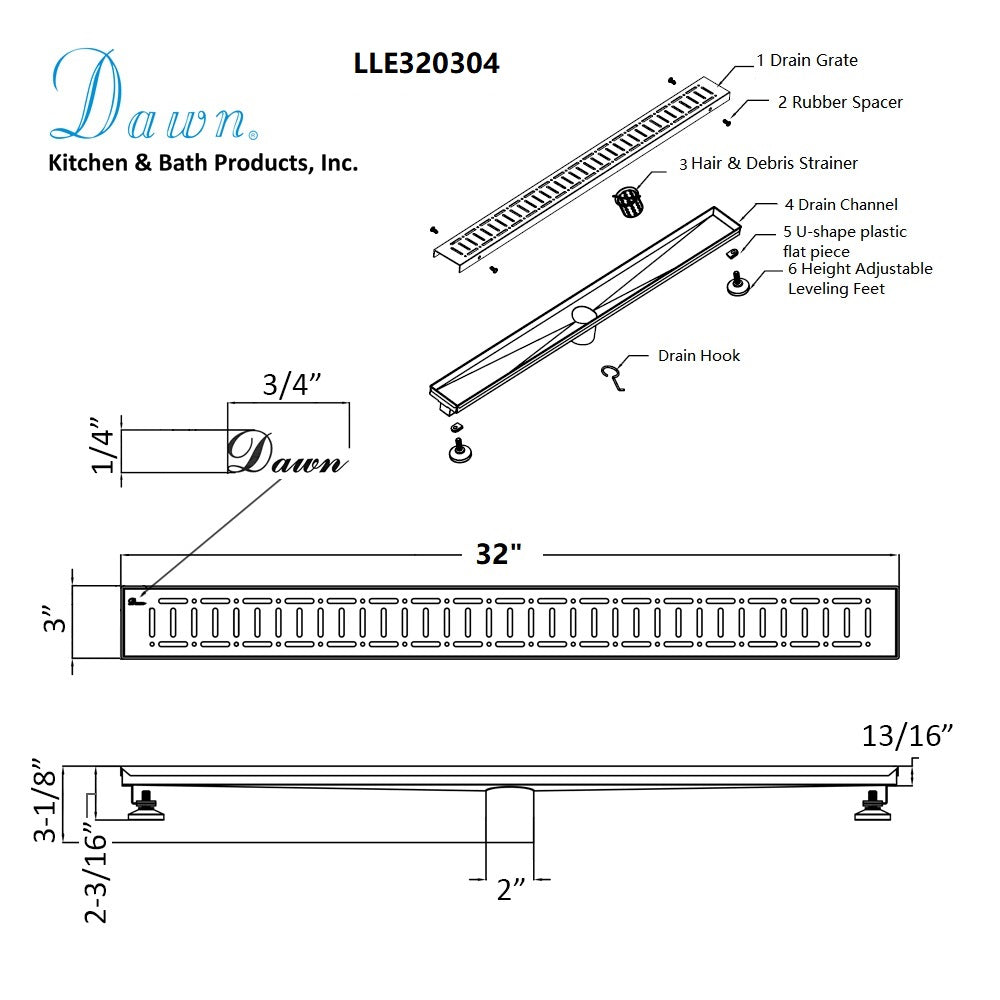 Dawn The Loire River In France 32" Shower Drain LLE320304