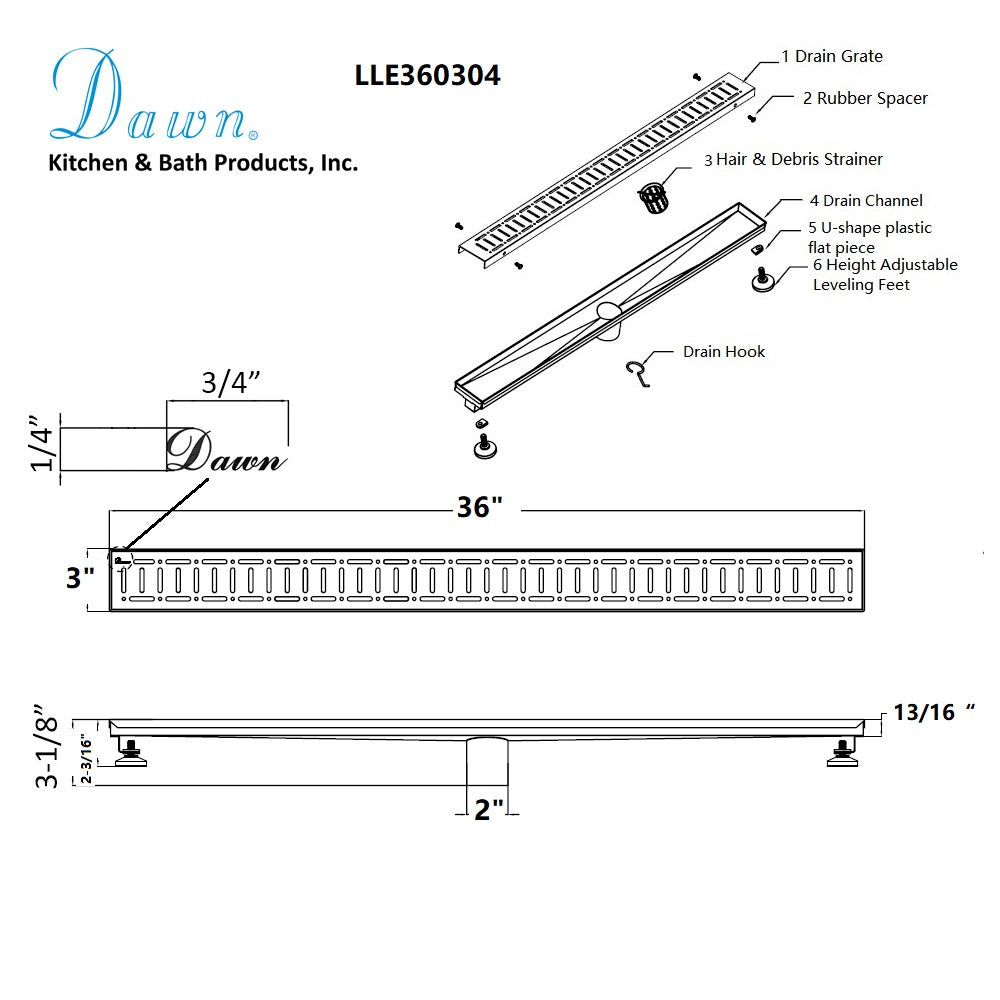 Dawn The Loire River In France 36" Shower Drain LLE360304