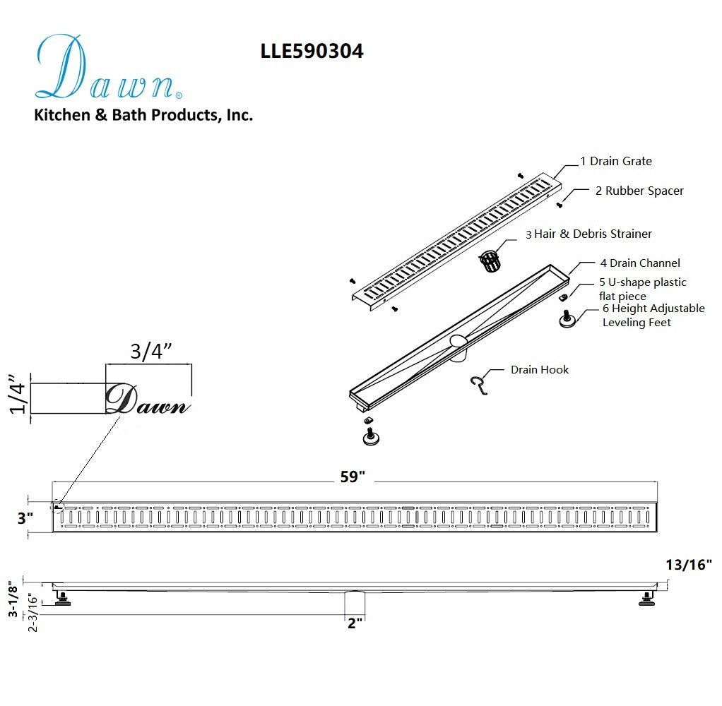 Dawn The Loire River In France 59" Shower Drain LLE590304