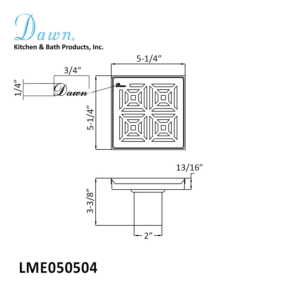 Dawn Mamore River In Brazil 5-1/4"L x 5-1/4"W x 3-1/8"D Shower Drain LME050504