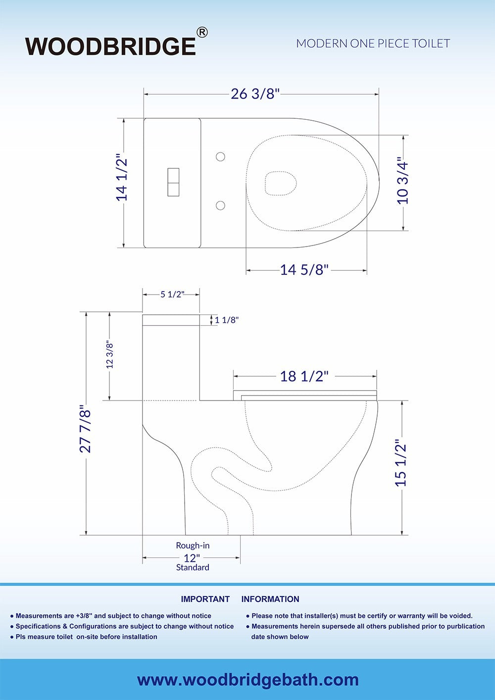 WOODBRIDGE T-0032 One Piece Toilet – Modern Design, Dual Flush, 1000g MaP