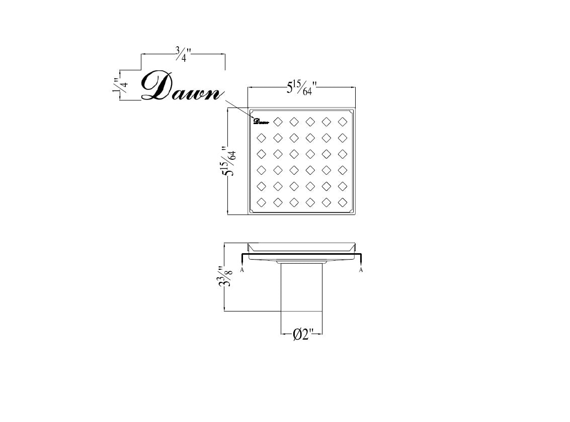 Dawn Mississippi River Series 5-1/4"L x 5-1/4"W x 3-1/8"D Shower Drain LMI050504