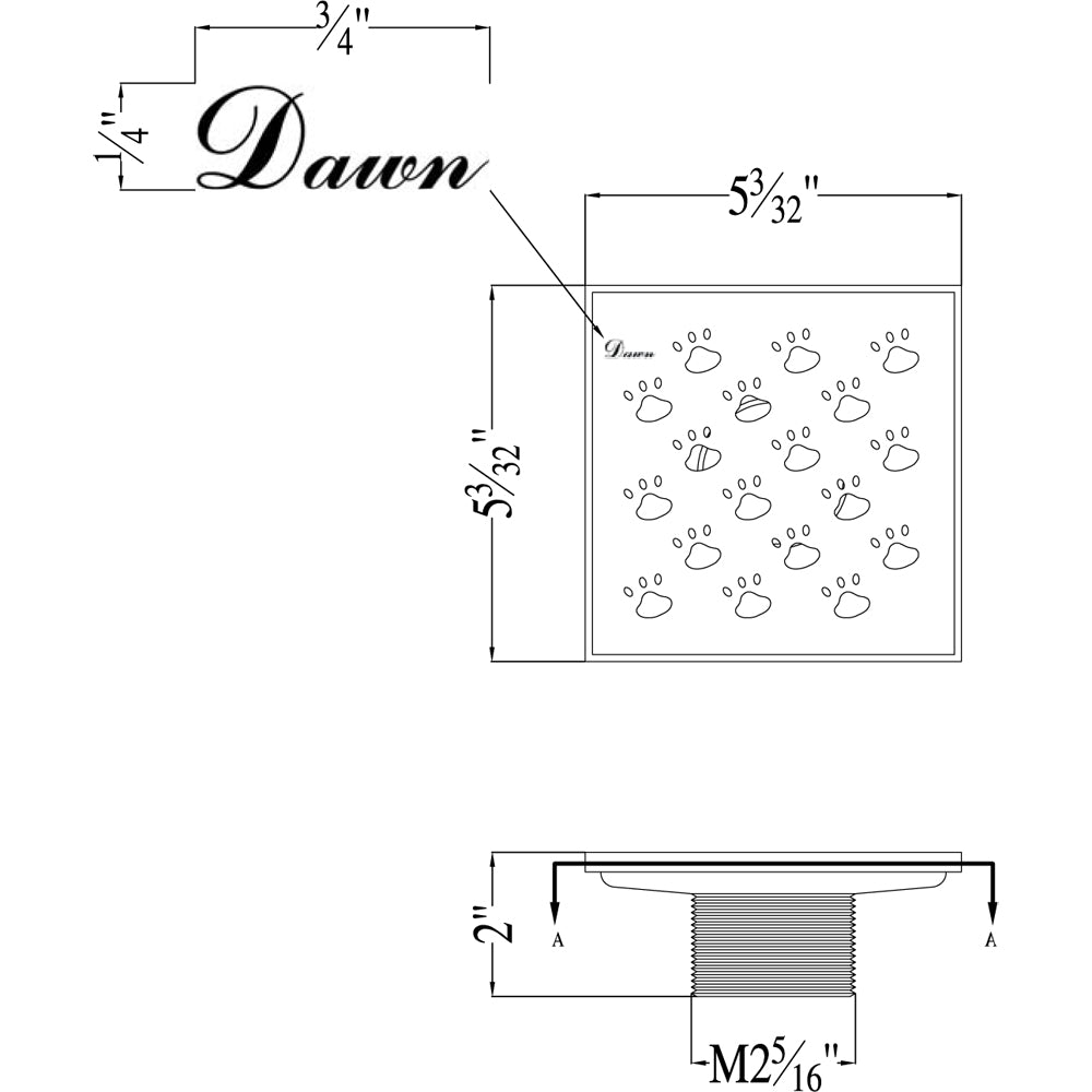 Dawn Memuru River Series 5" Square Shower Drain SMU050504 (screw-in)