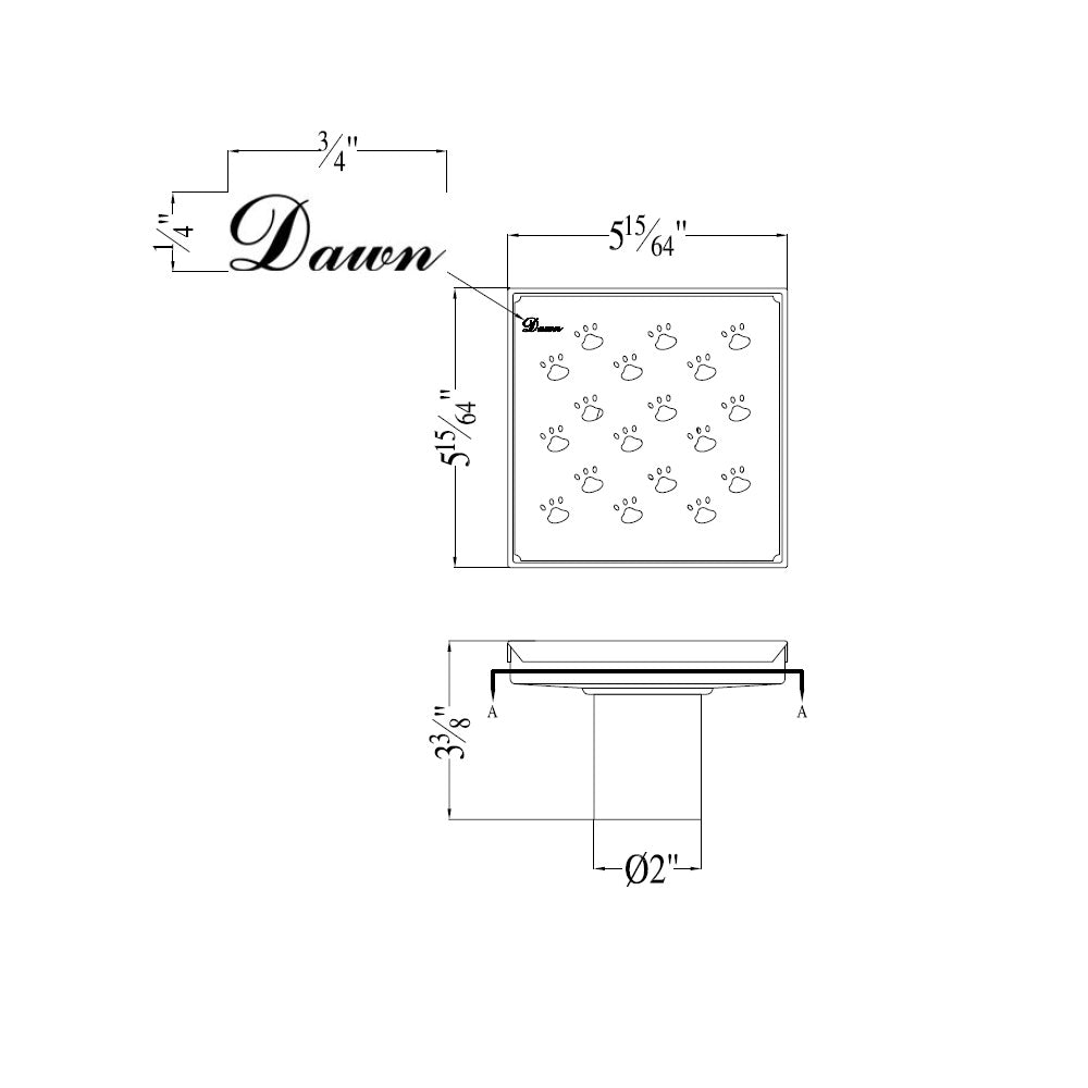 Dawn Memuru River Series 5" Square Shower Drain LMU050504 (push-in)