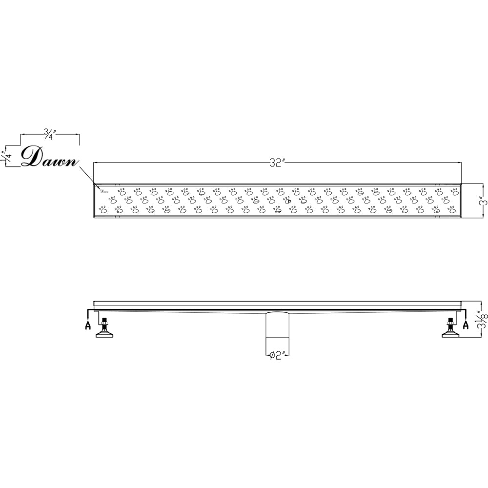 Dawn Memuru River Series 32" Shower Drain LMU320304