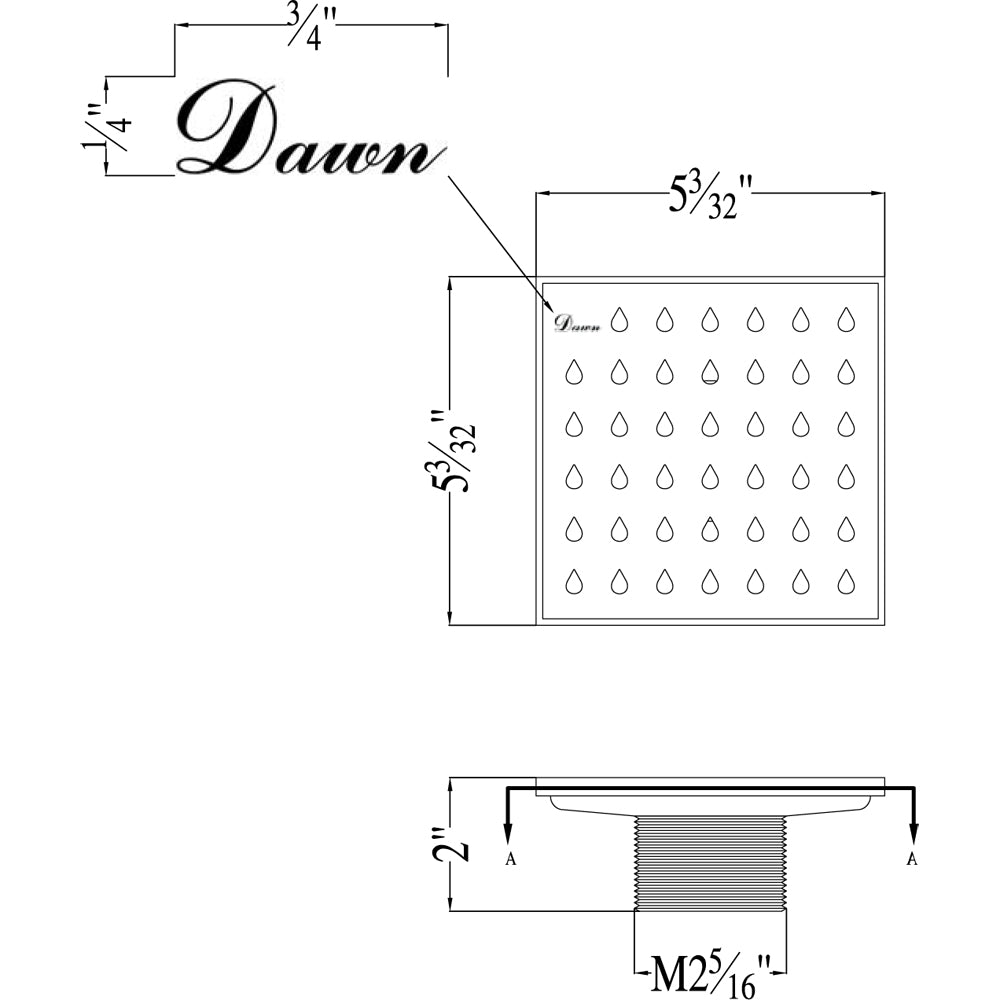 Dawn Nile River Series 5" Square Shower Drain SNE050504 (screw-in)