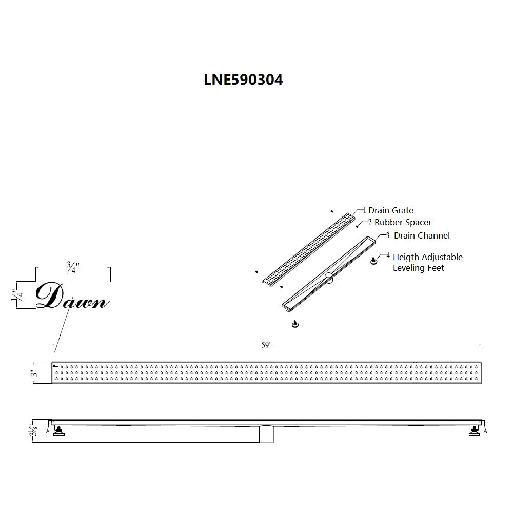 Dawn Nile River Series 59" Shower Drain LNE590304