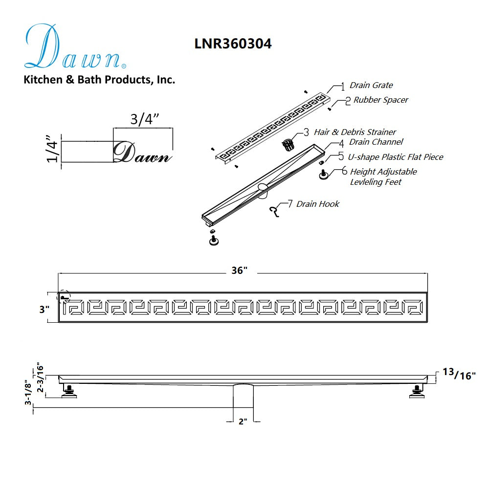 Dawn The River Niger In Mali 36" Shower Drain LNR360304