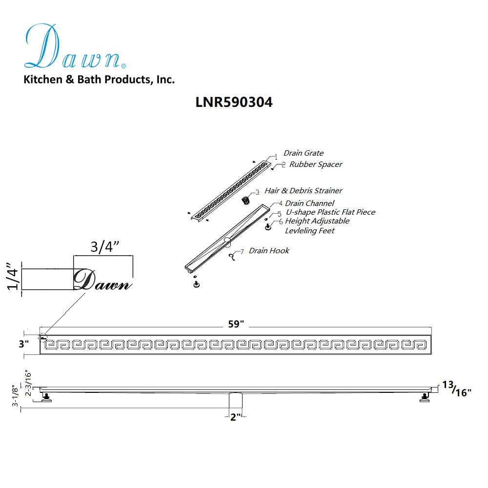 Dawn The River Niger In Mali Series 59" Shower Drain LNR590304