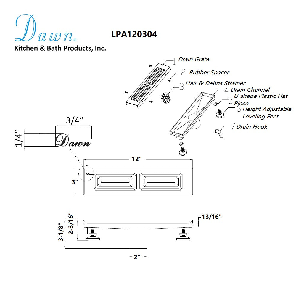 Dawn Parana River In Argentina Series 12" Shower Drain LPA120304