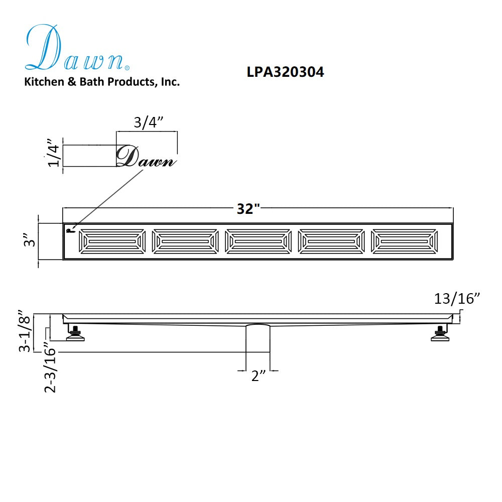Dawn Parana River In Argentina Series 32" Shower Drain LPA320304