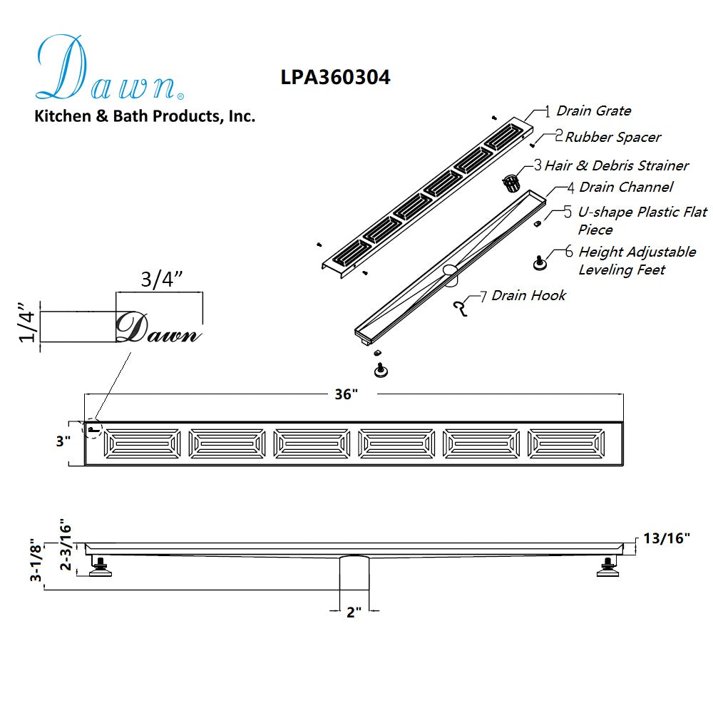 Dawn Parana River In Argentina Series 36" Shower Drain LPA360304