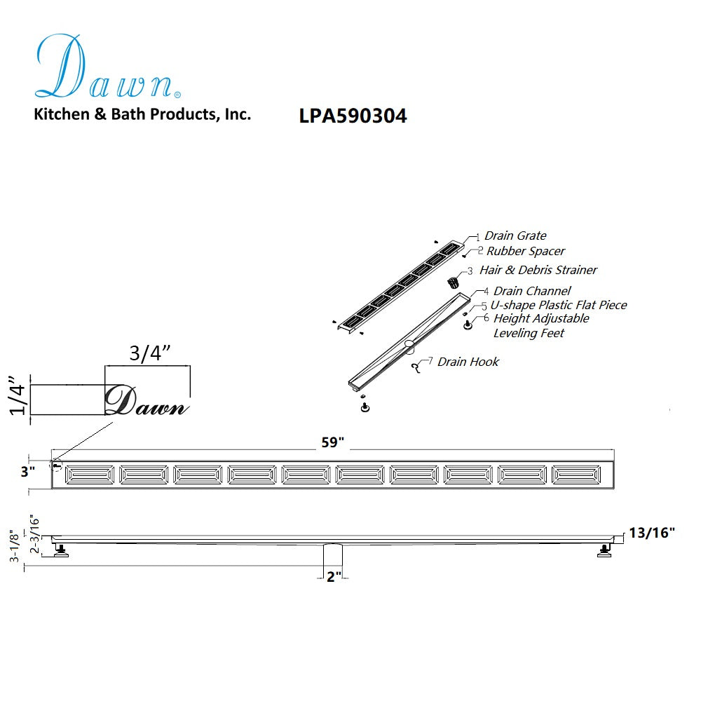 Dawn Parana River In Argentina Series 59" Shower Drain LPA590304