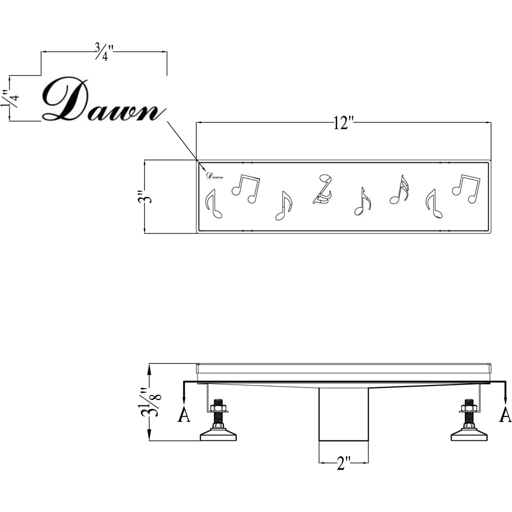 Dawn Seine River Series 12" Shower Drain LSE120304