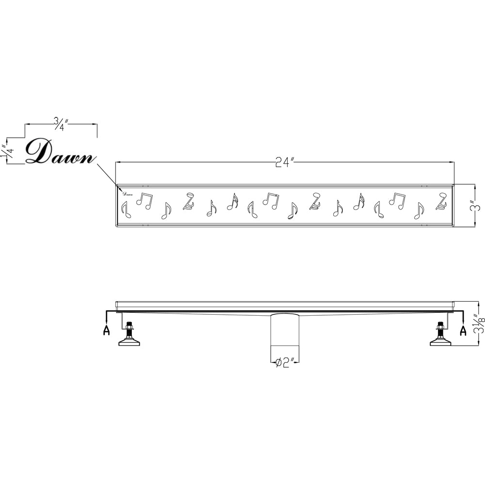 Dawn Seine River Series 24" Shower Drain LSE240304