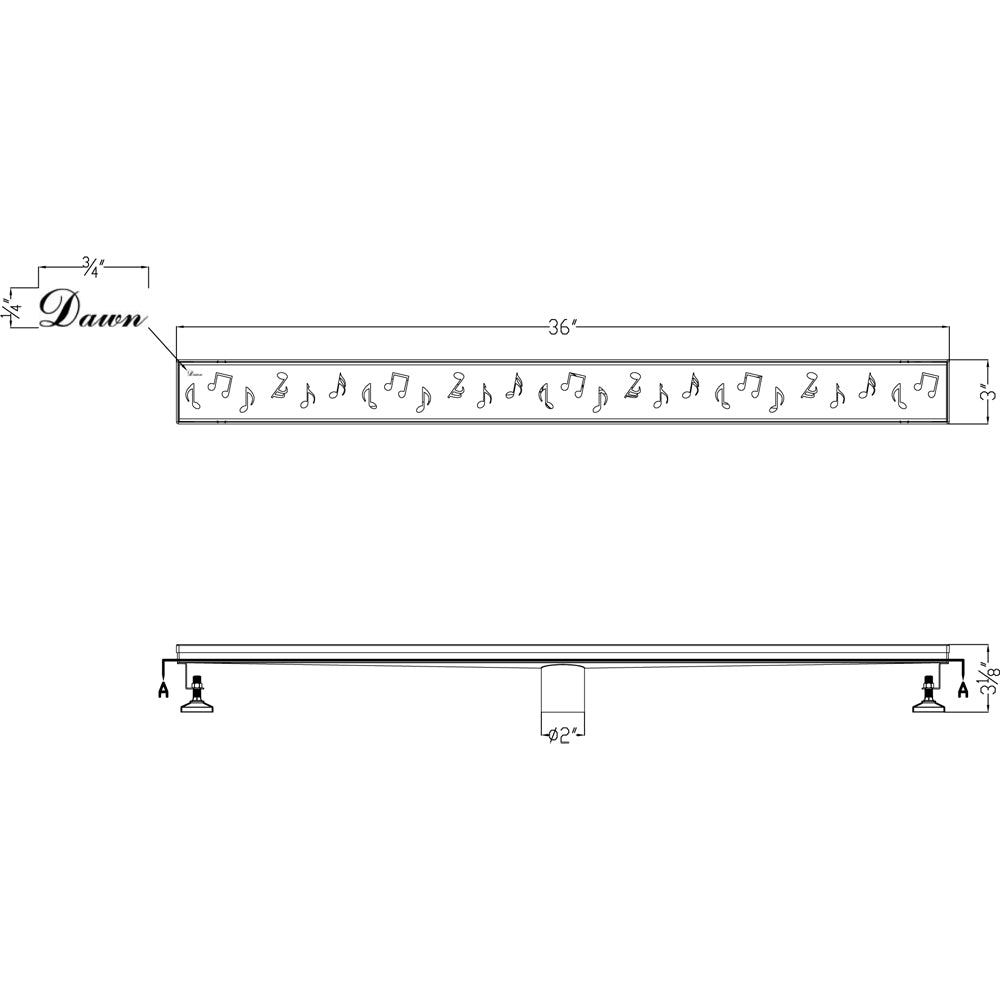 Dawn Seine River Series 36" Shower Drain LSE360304