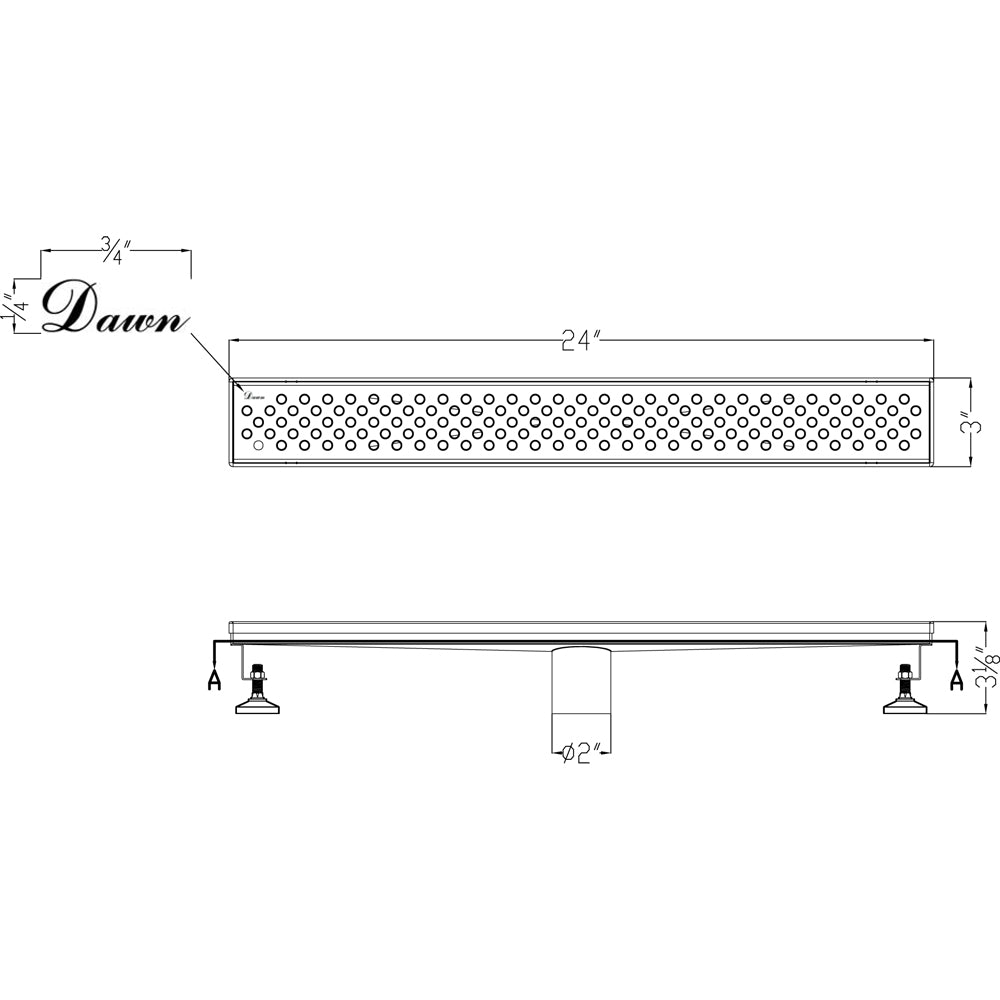 Dawn Rhone River Series 24" Shower Drain LRE240304