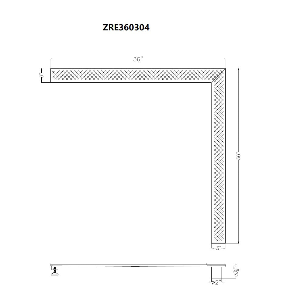 Dawn Rhone River Series Corner Shower Drain ZRE360304