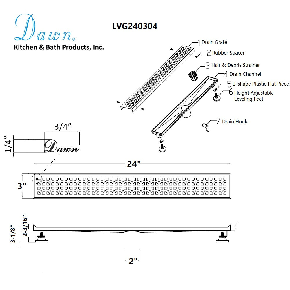 Dawn Views Along The River Nile Series 24" Shower Drain LVG240304