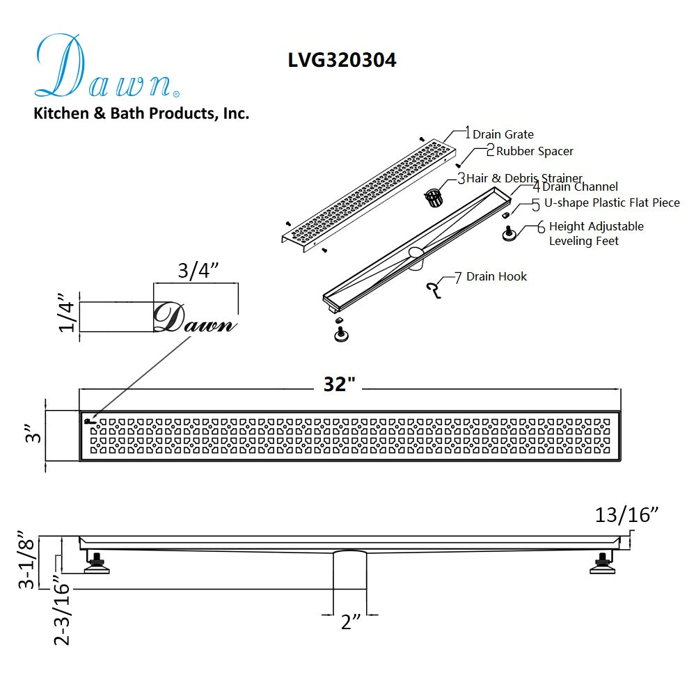 Dawn Views Along The River Nile Series 32" Shower Drain LVG320304