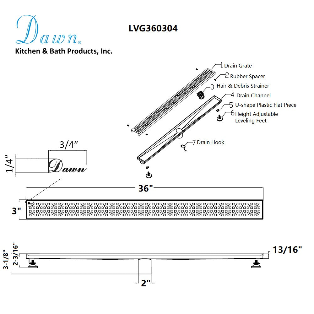 Dawn Views Along The River Nile Series 36" Shower Drain LVG360304