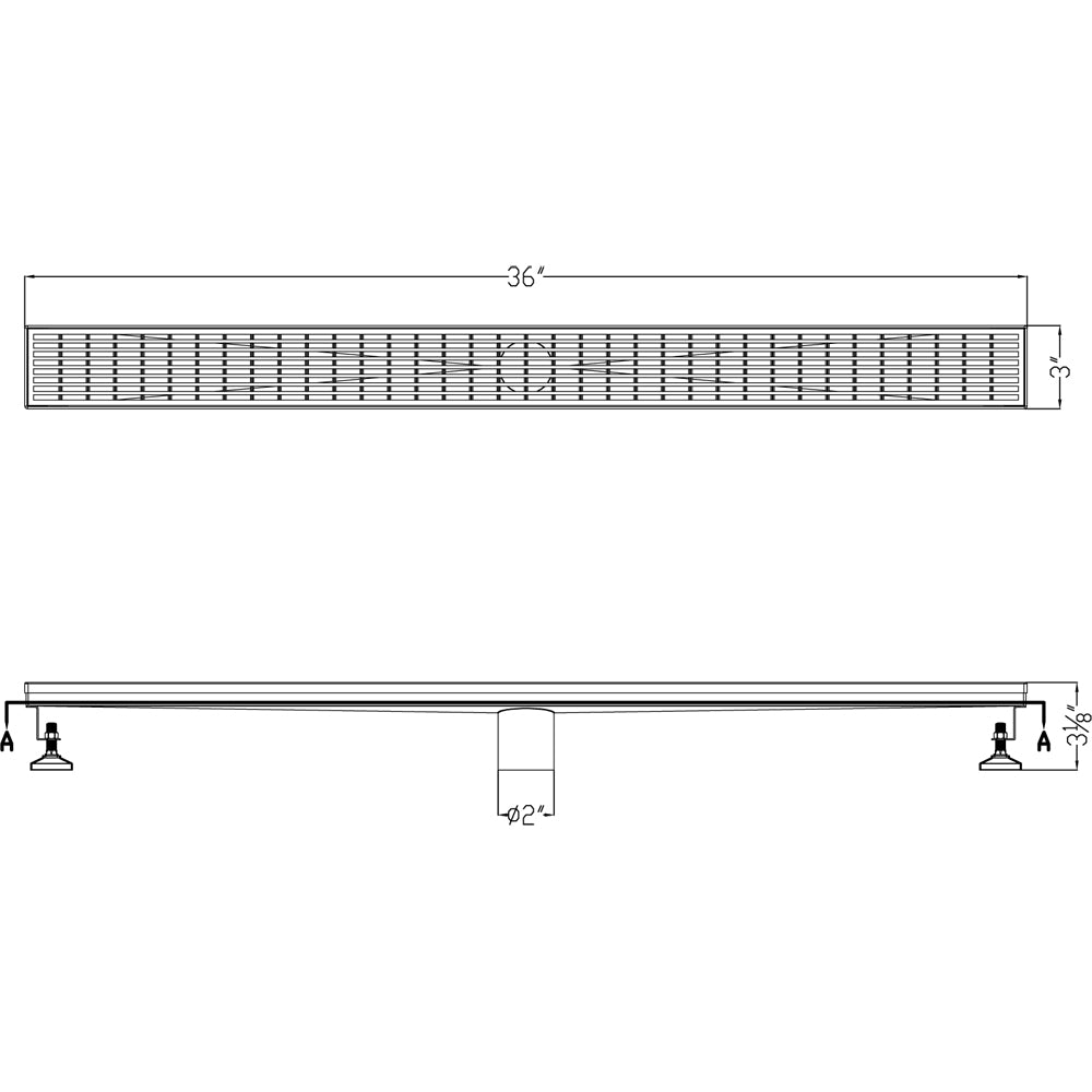 Dawn Wheaton River Series 36" Shower Drain LWN360304