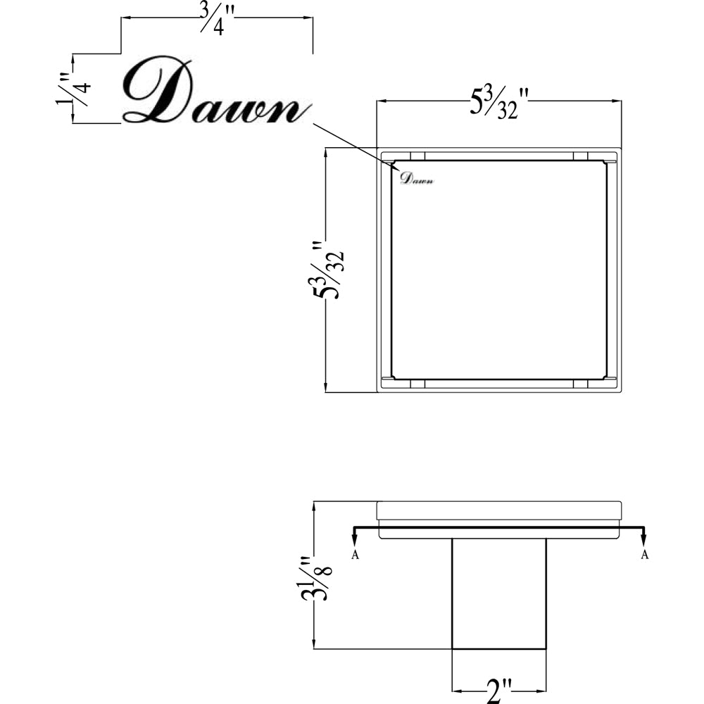 Dawn Volga River Series 5" Square Shower Drain SVA050504