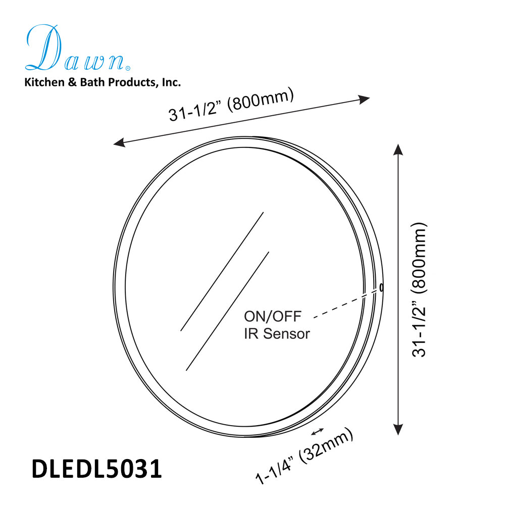Dawn LED Back Light Round Mirror wall hang with MDF & white painting frame and IR Sensor DLEDL5031