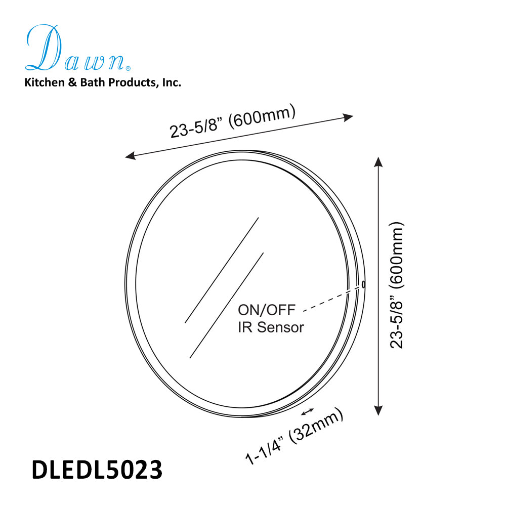 Dawn LED Back Light Round Mirror wall hang with MDF & white painting frame and IR Sensor DLEDL5023