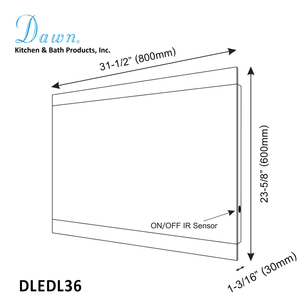 Dawn LED Back Light Wall Hang Mirror with Matte Aluminum Frame and IR Sensor DLEDL36