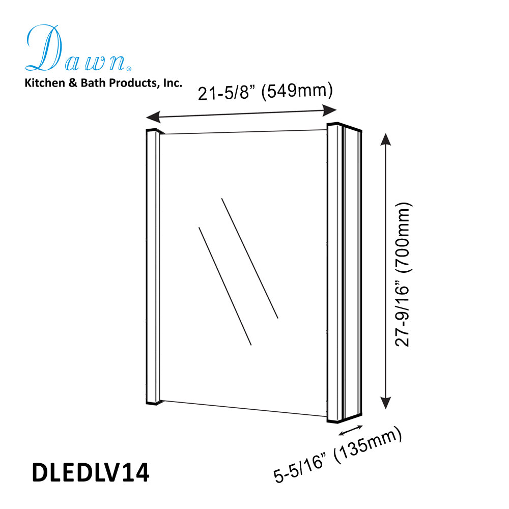 Dawn LED Wall Hang Mirror/Medicine Cabinet with Matte Aluminum Frame and IR Sensor DLEDLV14