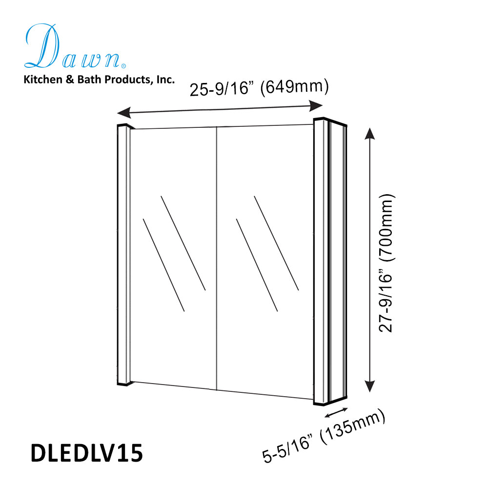 Dawn LED Wall Hang Aluminum Mirror/Medicine Cabinet with White Painting Frame and IR Sensor DLEDLV15
