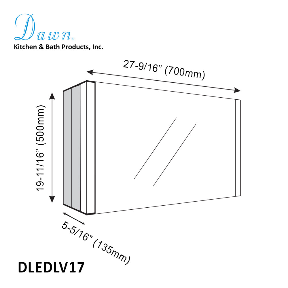 Dawn LED Wall Hang Aluminum Mirror/Medicine Cabinet with Matte Aluminum Frame and IR Sensor DLEDLV17