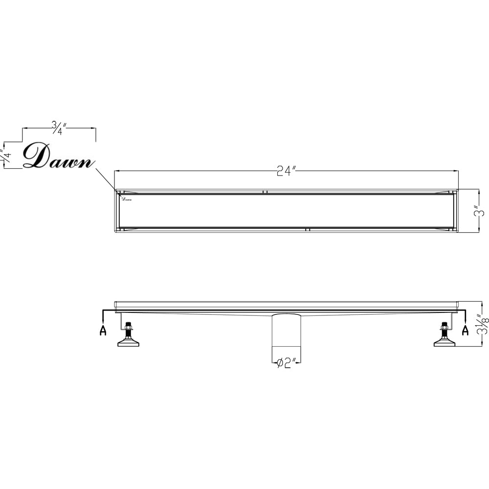 Dawn Volga River Series 24" Shower Drain LVA240304