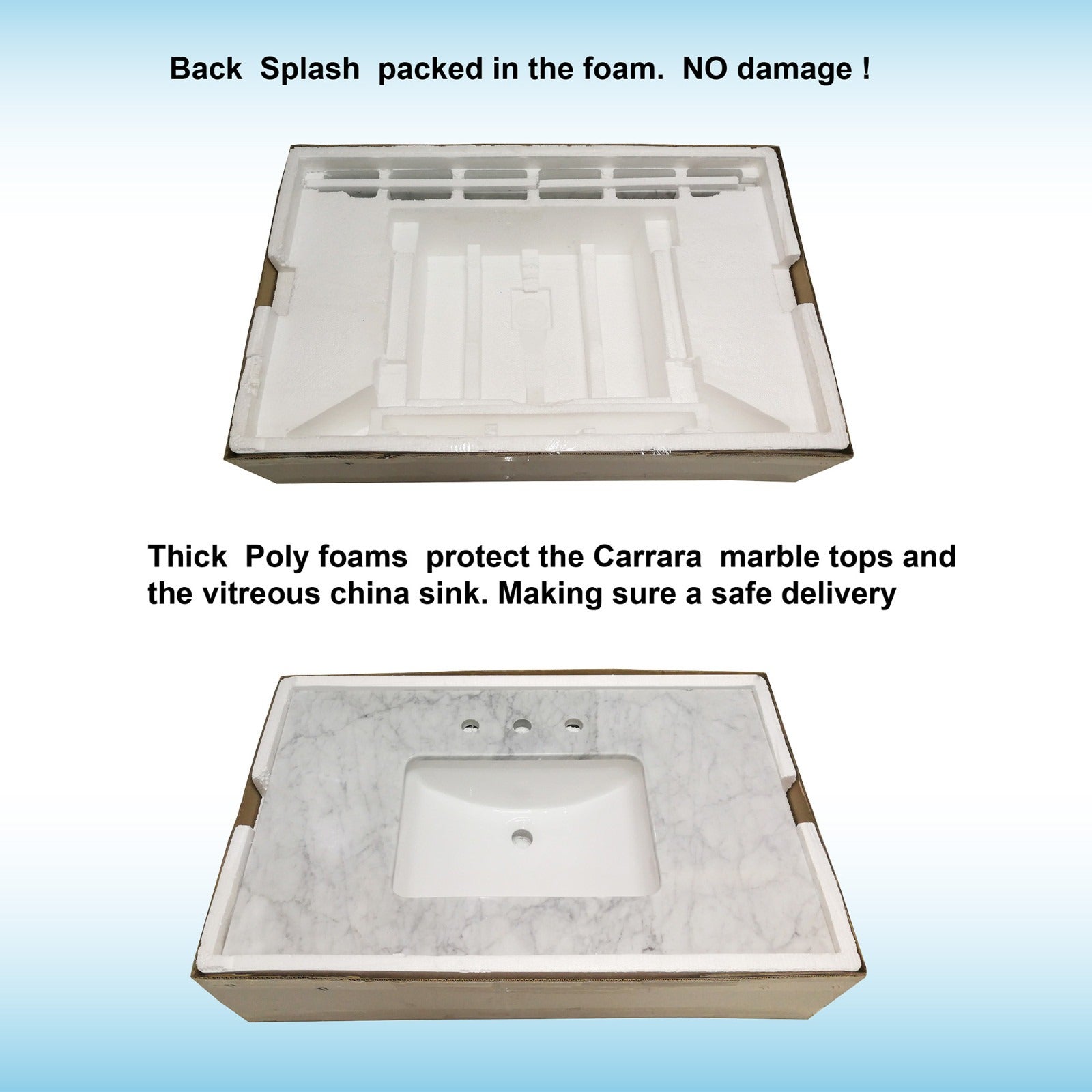 WOODBRIDGE 43"x22" Vanity Top with Under Mount Bowl, CAVT4322-8