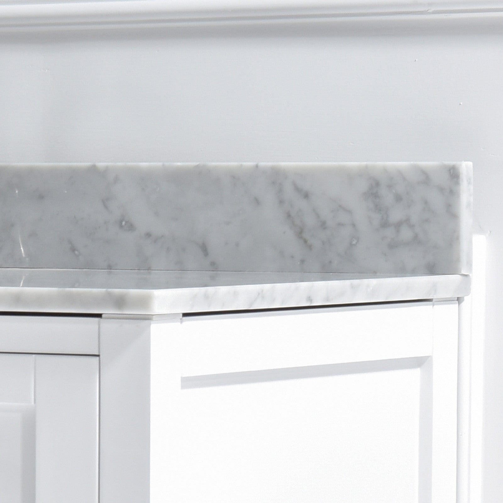 WOODBRIDGE 61" x 22" Vanity Top with Double Under Mount Rectangle Bowls, Carrara White Marble, Pre-drilled with Single hole Faucet set up Option